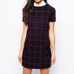 ASOS New Look Check Print Shift Dress With Pockets